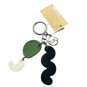 Michael Kors Navy, Green, and Cream Keychain